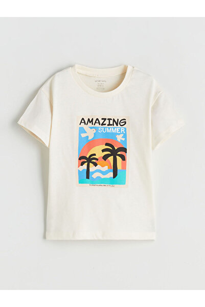 LC Waikiki Two Mt Shop Quality Lcw Baby Ecru Oval Collar Printed Baby Boy T-S...