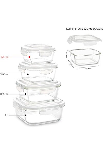 erorex Klip N Store Square Glass Storage Container Air Tight Lid Food Storage Container Microwave Safe