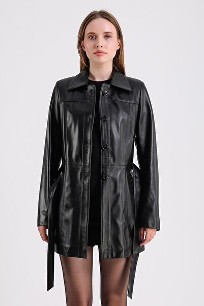 MQ Leather Maroquin Leather Sezen Kadın Deri Pardösü