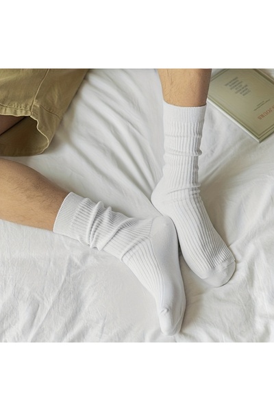 çorapmanya 4 Çift Unisex Siyah Beyaz Çizgisiz Derbyli Soket Kolej Tenis Çorap