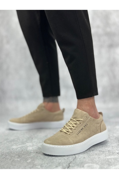 BOA Ba0104 Lace-Up Cream Suede White Sole Sports Classic Men's Shoes