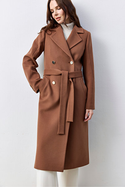 KENT Long Hazelnut Cashmere Coat