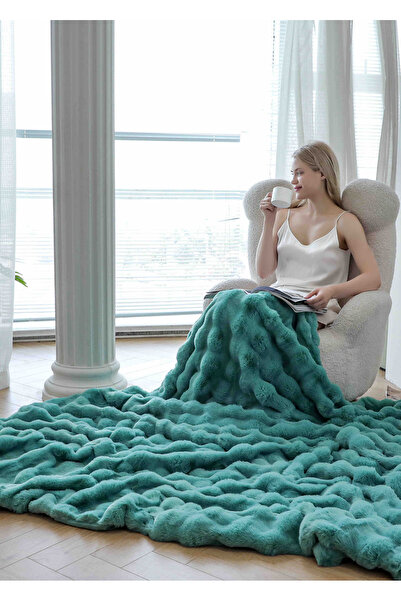 CHIRASO CHIRASO Blanket, Cocolino, Rabbit Fur Pattern with Zipper, 200x230cm, Double Bed