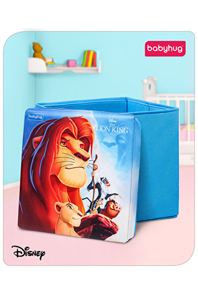 Babyhug Disney صندوق تخزين مع غطاء بطابع الأسد الملك، للأطفال من عمر 0 ​​أشهر فما فوق، 30 × 30 × 30 سم - أزرق
