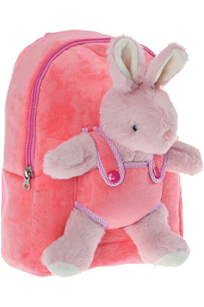Sazio Rucsac de pluș pentru copii cu jucărie iepuraș roz