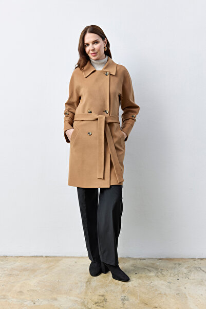 KENT Belted Milk Coffee Short Coat