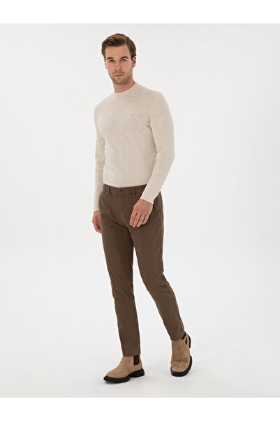 Cacharel Kahverengi Slim Fit Pamuk Karışımlı Kanvas Pantolon 50314084-VR029