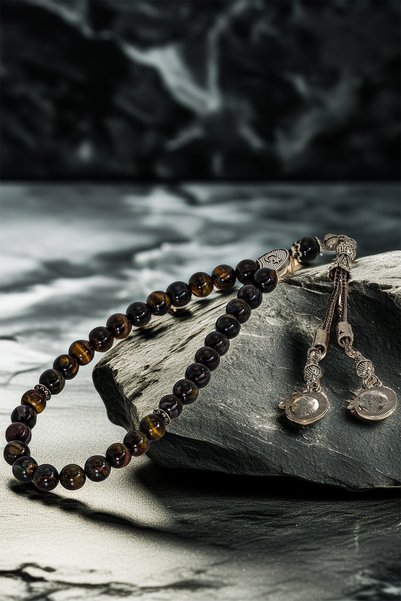Otto Man Steel Jewelry Erkek Doğal Karışık Renkli Kaplan Gözü Taşlı Orta Boy ...