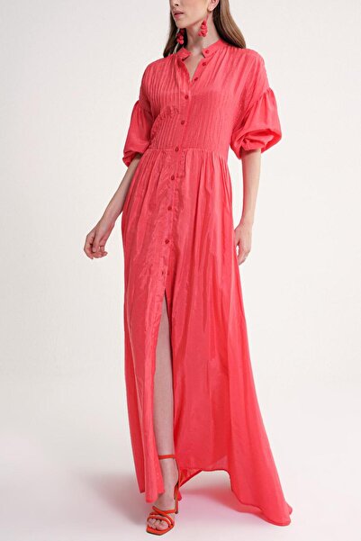 SOCIETA Mercan Özel dikiş detaylı bol kesim elbise 94654