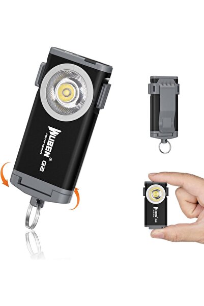 Wuben مصباح يدوي G2 EDC قابل لإعادة الشحن، مصباح يدوي فائق السطوع 500 لومن مع سلسلة مفاتيح، 5 أوضاع إضاءة LED