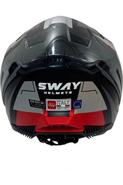 Sway Kask Sw 865 Tıtan Black White Red Güneş Gözlüklü