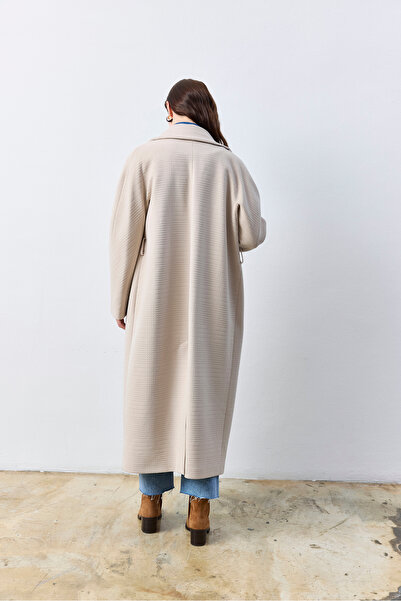 KENT Oversize Long Stone Color Coat with Collar Detail