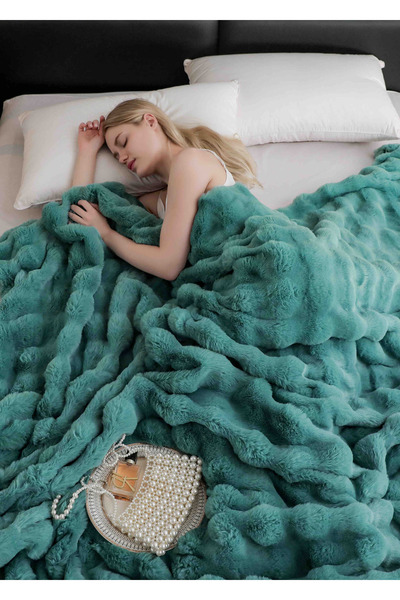 CHIRASO CHIRASO Blanket, Cocolino, Rabbit Fur Pattern with Zipper, 200x230cm, Double Bed