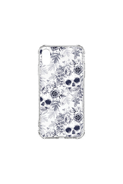 bestcase Carcasă spate antișoc pentru Apple iPhone XR, model craniu alb-negru...