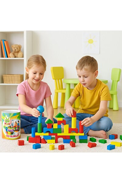 NUNU 60 Pieces Wooden Building Blocks |   Educational & Fun Play Set