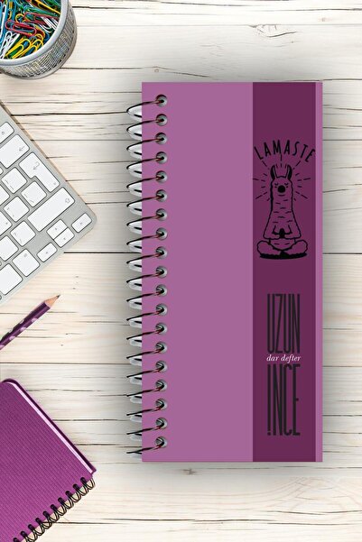 Yıldızistan Unlined Spiral Bound Cardboard Cover 96 Pages Long Thin Narrow Notebook 21X10 Cm.