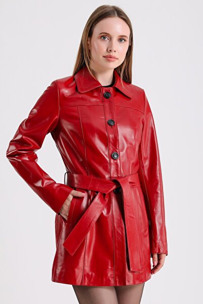 MQ Leather Maroquin Leather Sezen Kadın Deri Pardösü