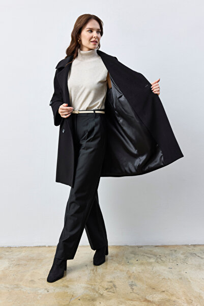KENT Black Short Coat with Belt