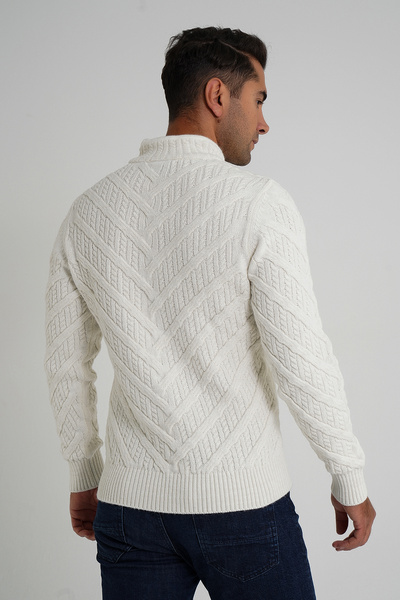 Trist Star Trist Star Men's Bone Tree Patterned Pipe Collar Wool Sweater Trist-5349