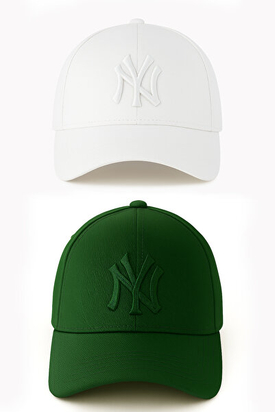 Verahed Pachet de 2 NY New York Broderie Unisex Baseball Pălărie albă verde P...