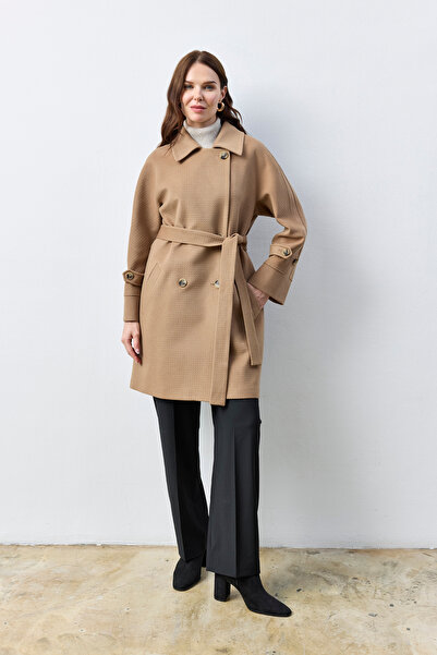 KENT Camel Color Short Coat with Belt