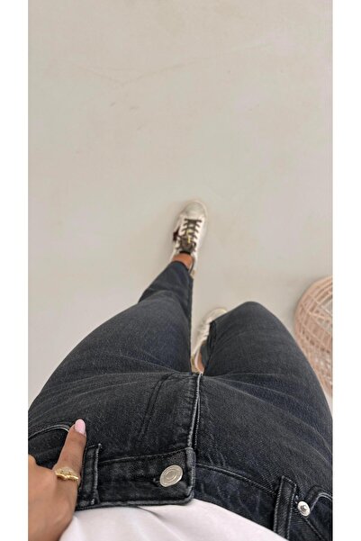 Sezgi Tekin Преміум-серія джинсів Kesik Paça Anthracite Boyfit