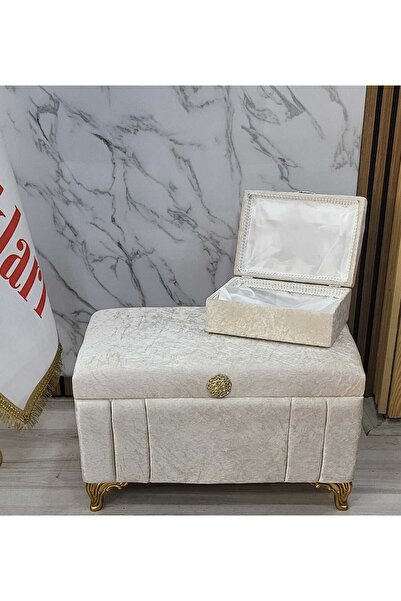 Kırçova Tekstil KİLİ ÇEYİZ SANDIĞI GELİN NİŞAN SANDIĞI BOHÇA TAKIMI PELUSLU PUFF OLARAKDA KULANISLI KIRÇOVA