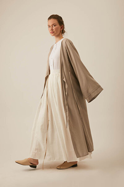ZÜLAYS Kruvaze Keten Kimono Bej