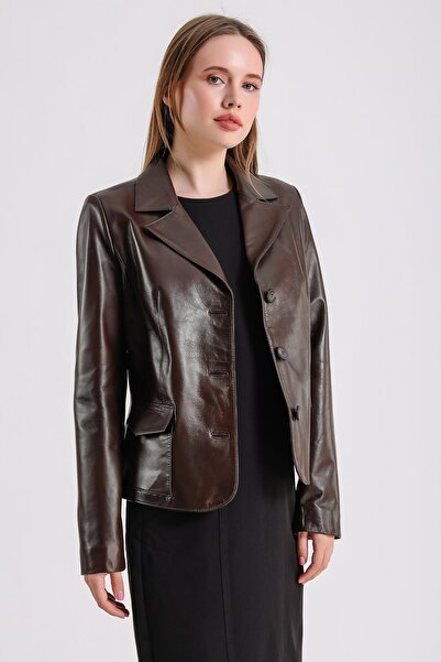 MQ Leather Maroquin Leather Anna Kadın Deri Blazer Ceket