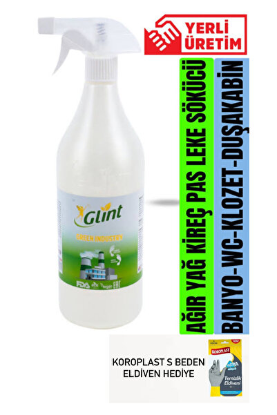 GLİNT Endüstriyel yağ çözücü kireç sökücü 1 litre koroplast temizlik eldiveni hediyeli