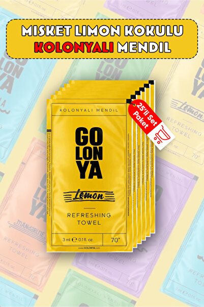 Golonya LEMON Misket Limon Kokulu Kolonyalı Mendil 25'li Set, Ferahlatıcı Mis...