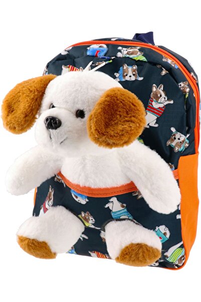 Sazio Rucsac de pluș pentru copii cu jucărie de cățeluș alb