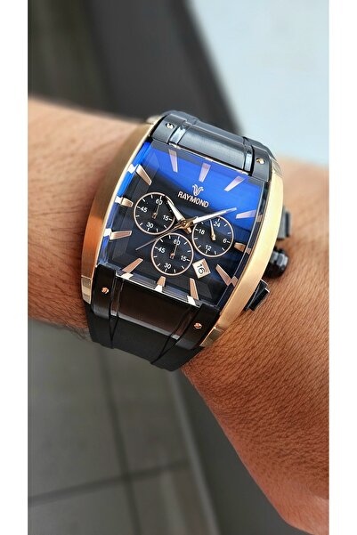 Raymond Rym-A2039M Men's Wristwatch - 316 Steel Case - Colored Glass - Silicone Band - 100% Original