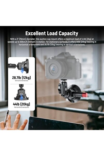 NEEWER 3" Suction Cup Camera Mount Bracket with Ball Head Magic Arm (CA104)