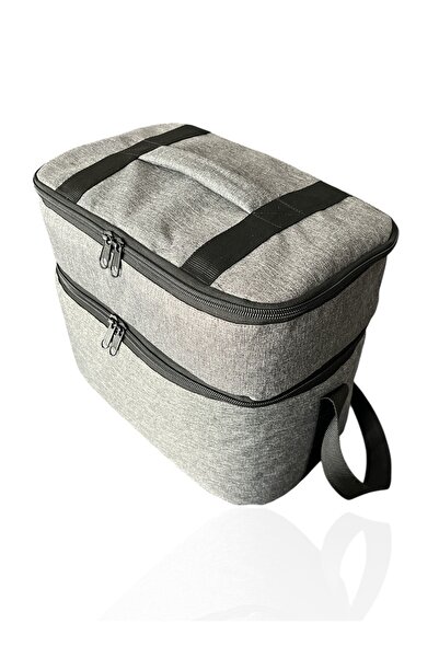 Moserini 22 Lt Two-Layer Thermal Cooler Bag - Insulated Outdoor Camping Picnic Ice Box for Keeping Hot and Cold - Gray