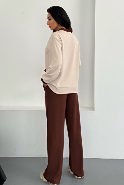 Ded COLLECTION Dámský modalový komplet s výstřihem do V, zlatými knoflíky a ozdobnými kapsami