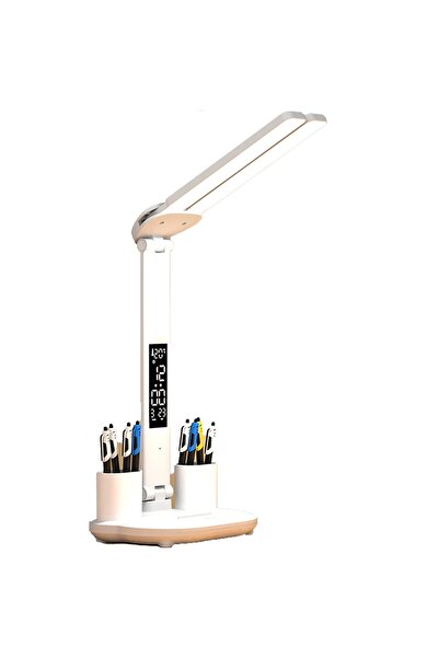 Hobimtek Ht-30 Çok İşlevli Şarjlı Dokunmatik LED Masa Lambası Dijital Saat Ay...