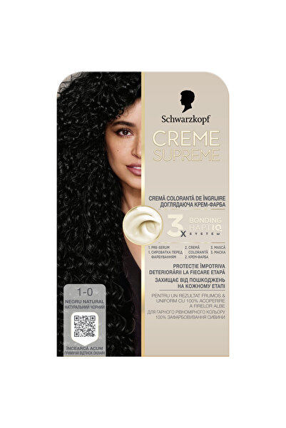 Schwarzkopf Creme Supreme permanent hair dye with ammonia, 1-0 Black, 182 ml