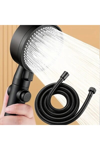 NAN Shower set with stand, Nan, economy function, hose 150 cm, ABS, black