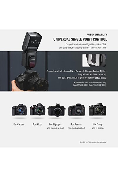NEEWER فلاش TT560 السريع لكاميرات كانون، سوني، نيكون، باناسونيك، أوليمبوس، وبنتاكس