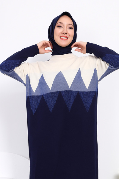 KAYA BUTİK Zigzag Patterned Glitter Tunic