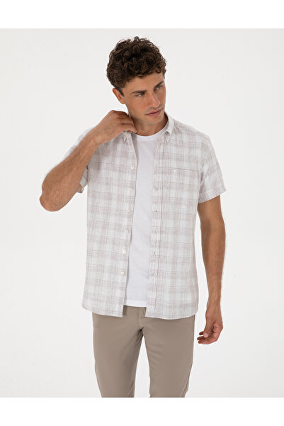 Pierre Cardin Kahverengi Regular Fit Kısa Kollu Gömlek 50307167-VR197