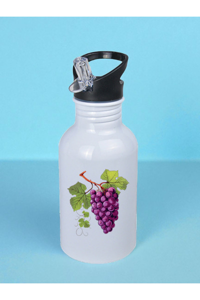 lili hediyelik Grape Printed Water Bottle 600 ml - Sports Water Bottle, Large Water Bottle, Sports Flask, Sports Water Bottles