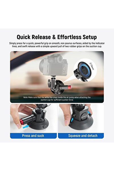 NEEWER 3" Suction Cup Camera Mount Bracket with Ball Head Magic Arm (CA104)