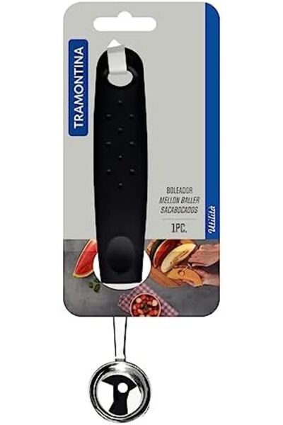 TRAMONTINA Utilita Stainless Steel Melon Baller with Black Polypropylene Handle, 2.9 cm Size