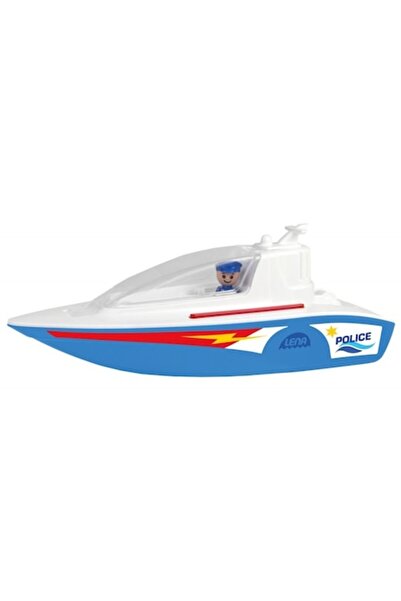 LENA Police Boat 37 cm with Policeman Figurine