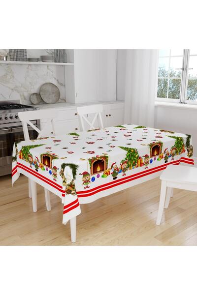 HZR Yılbaşı Desenli Masa Örtüsü Noel Masa Örtüsü 160x220cm