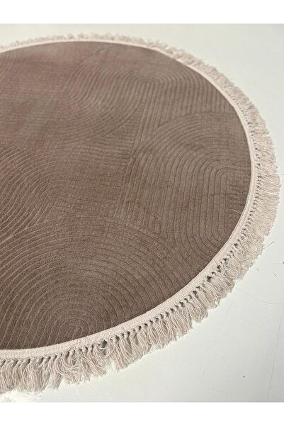 Merinos Rölyef Örgü Saçaklı Joy Kaymaz Taban Oda Salon Koridor Mutfak Halı Vizon