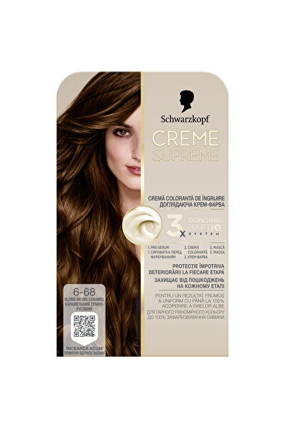 Schwarzkopf Vopsea de par permanenta cu amoniac Creme Supreme, 6-68 Blond Inchis Caramel, 182 ml