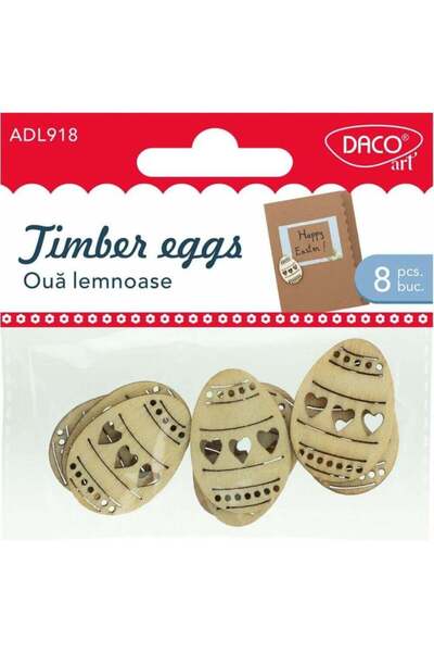 daço Wooden Eggs, Color , Material Wood, Size 3.5x2.5 cm, 8 Pieces/Set